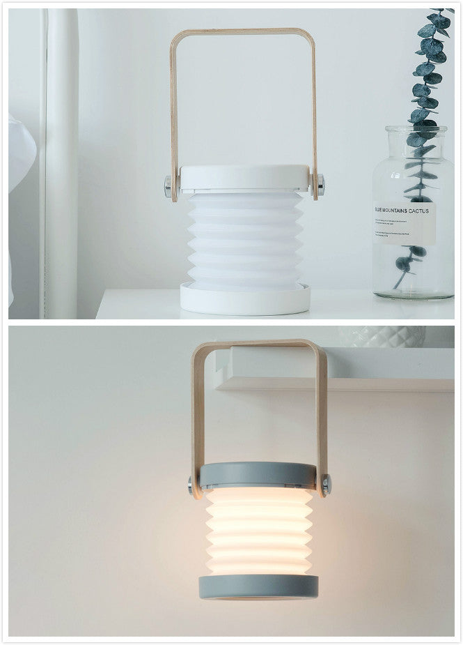 Lampe de nuit LED pliable, tactile et à intensité variable, rechargeable par USB, idéale pour la décoration intérieure.