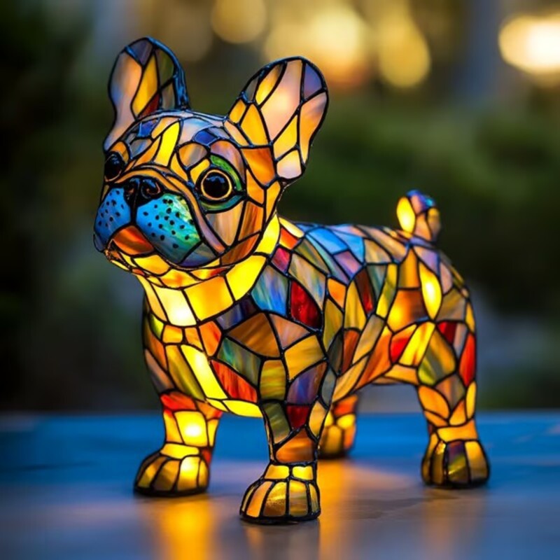 Lampes en résine représentant un chien étrange et coloré