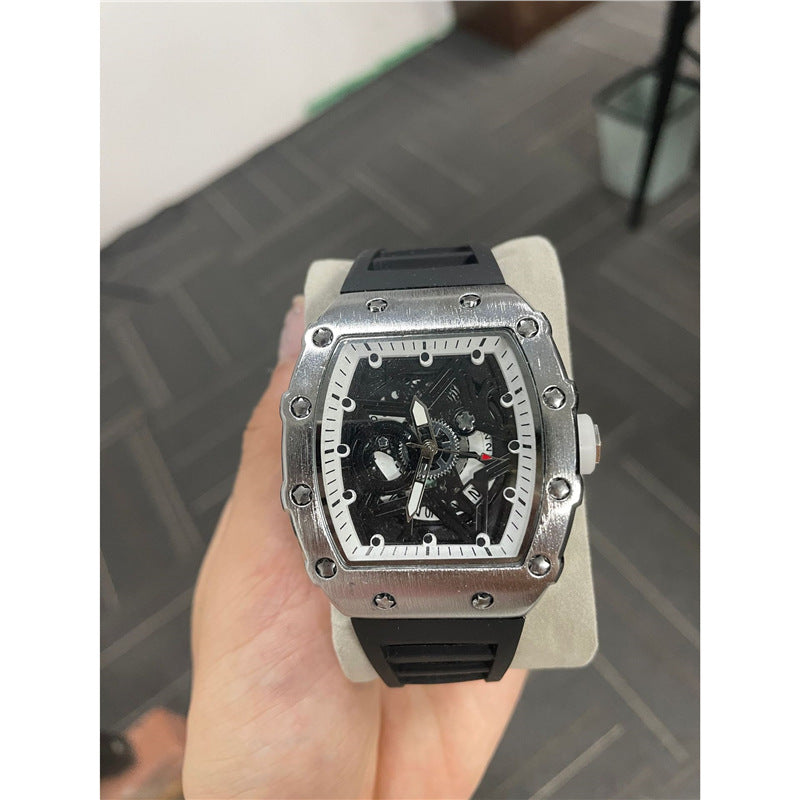 Montre cylindrique pour homme avec mouvement à quartz lumineux (non-bracelet)
