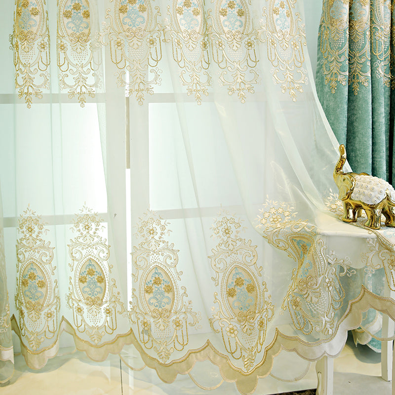 Rideau semi-occultant tissu et voilage style européen – Chambre
