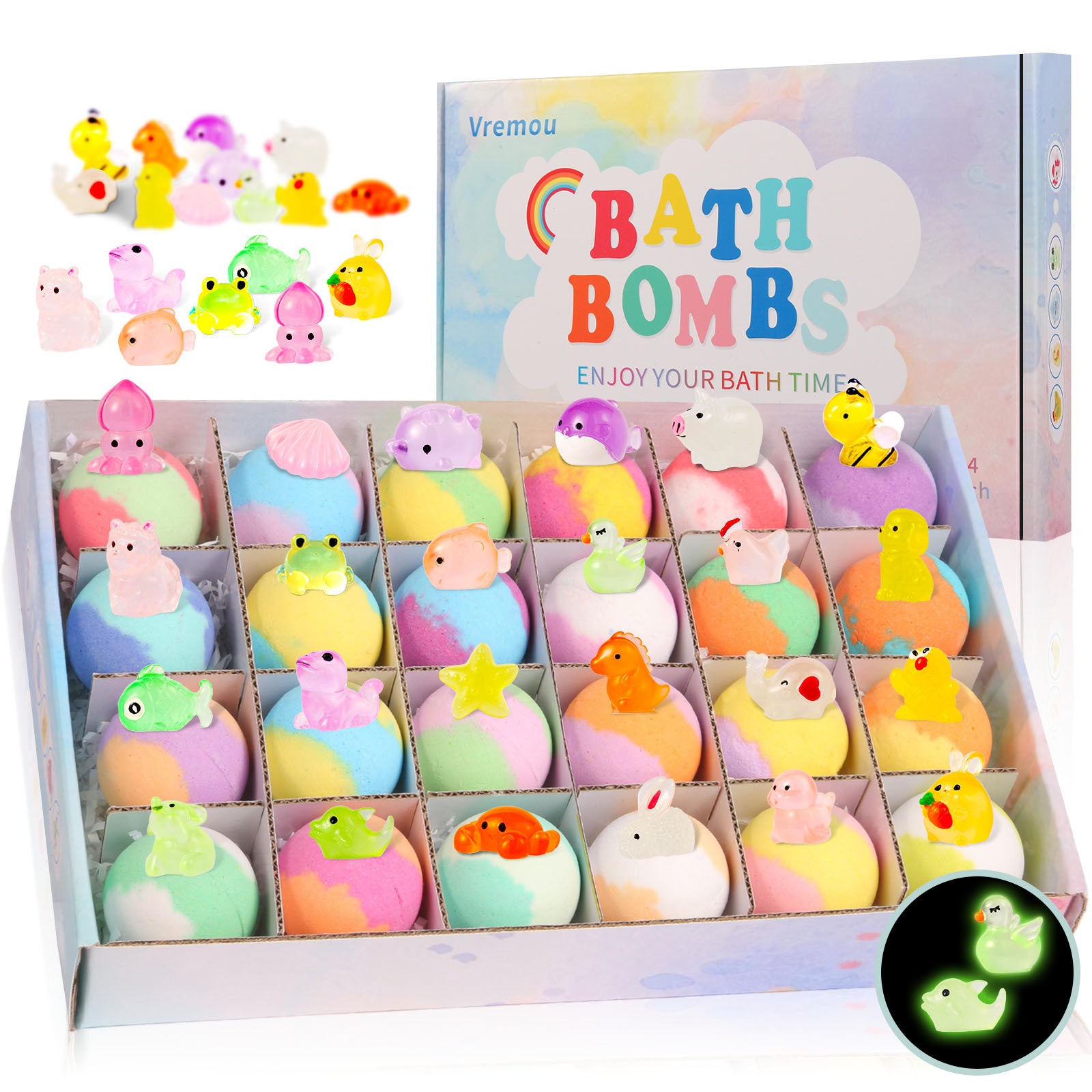 Bombes de bain phosphorescentes en forme de poupée, coffret de bain amusant pour enfants avec mousse effervescente