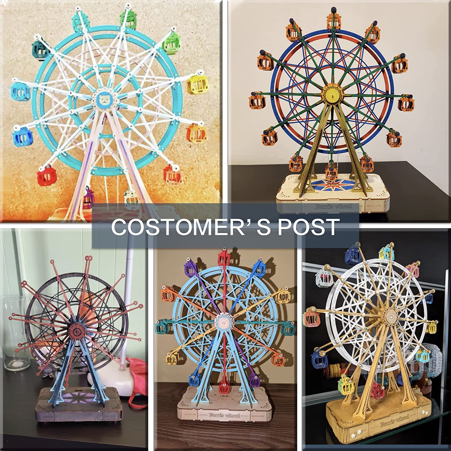 Robotime Modèle de grande roue rotative en bois à monter soi-même avec musique - Jouet pour enfants - Anniversaire TGN01