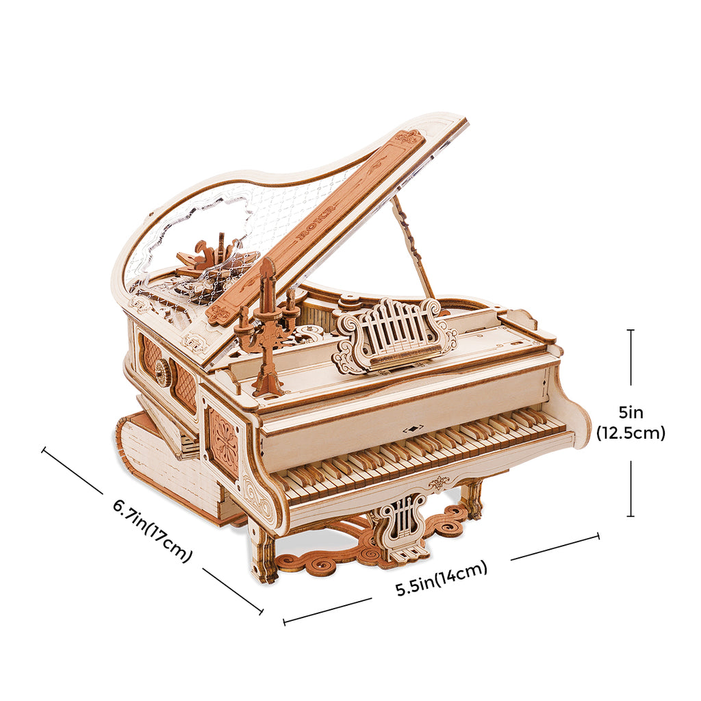 Robotime Puzzle 3D en bois 223 pièces Piano magique Boîte à musique mécanique Jouet Cadeau de bureau pour hommes et femmes Loisirs AMK81