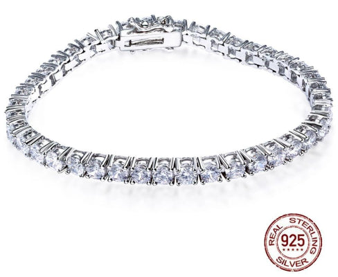 Bracelet en argent S925, longueur de chaîne 17-19 cm (chaîne tennis au choix).