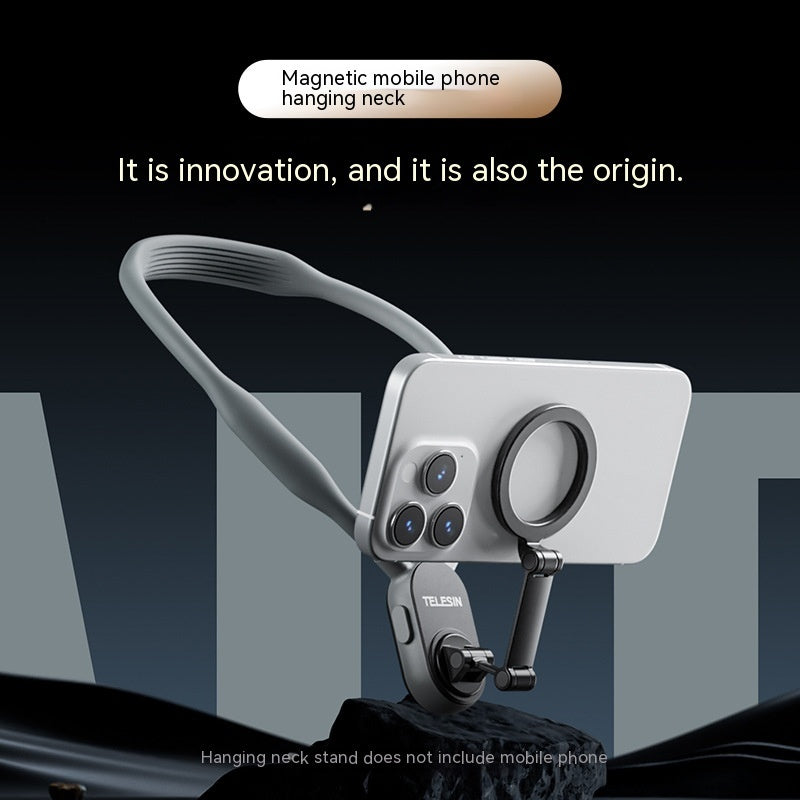 Support magnétique de téléphone en silicone pour tour de cou, fixation rapide, compatible MagSafe, ventouse magnétique.