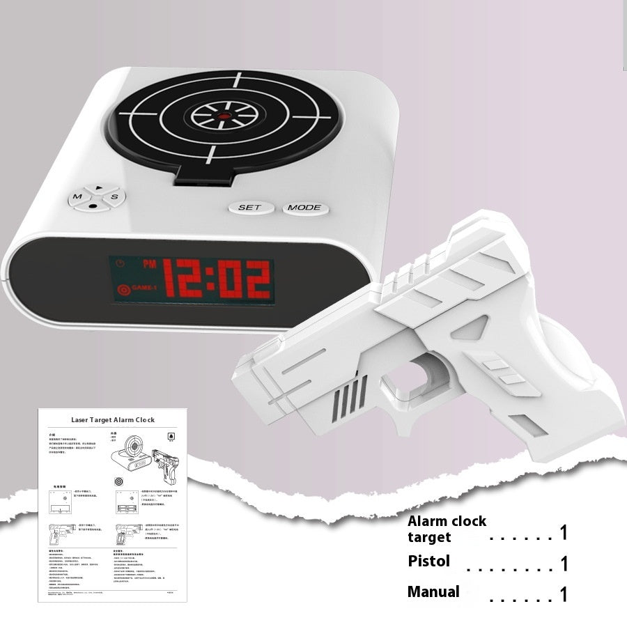 Réveil électronique de bureau avec pistolet numérique, cible laser pour enfants, réveil de table