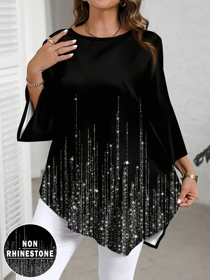 Haut décontracté et polyvalent pour femme grande taille avec un motif dégradé