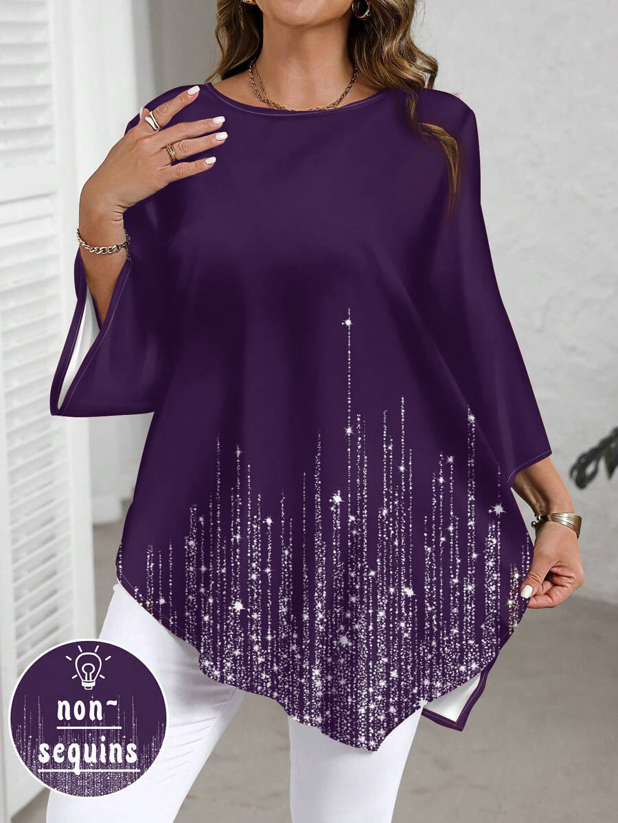 Haut décontracté et polyvalent pour femme grande taille avec un motif dégradé
