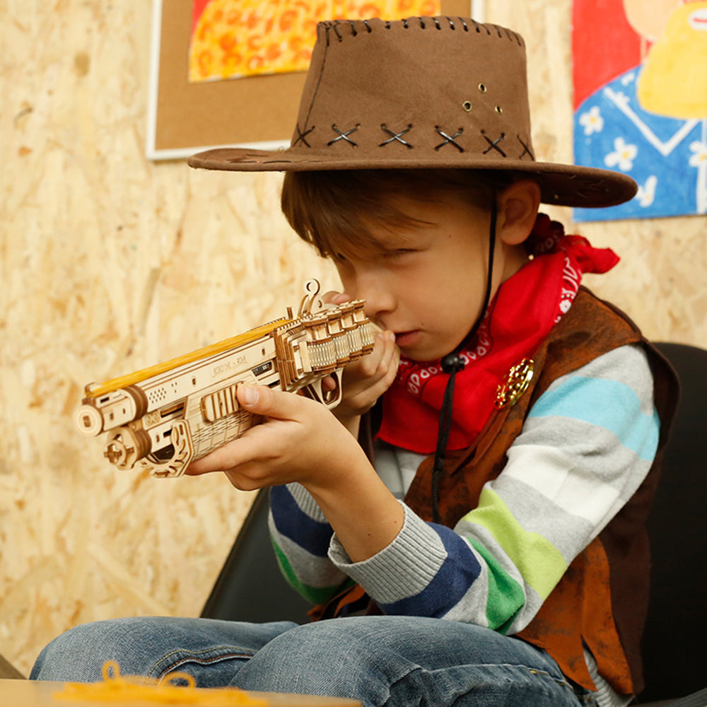 Robotime ROKR Revolver - Maquette de pistolet - Puzzle 3D en bois - Jeu de construction - Cadeau idéal pour enfants (garçons) - Cadeau d'anniversaire