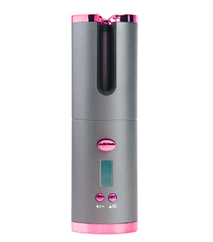 Fer à boucler automatique rechargeable pour femmes, portable, avec écran LCD et surface rotative en céramique pour créer des boucles ondulées.