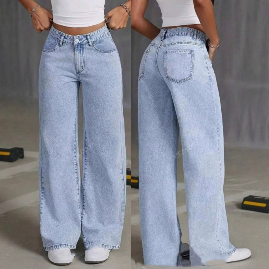 Jean droit taille haute style sucré et épicé - Vêtements pour femmes