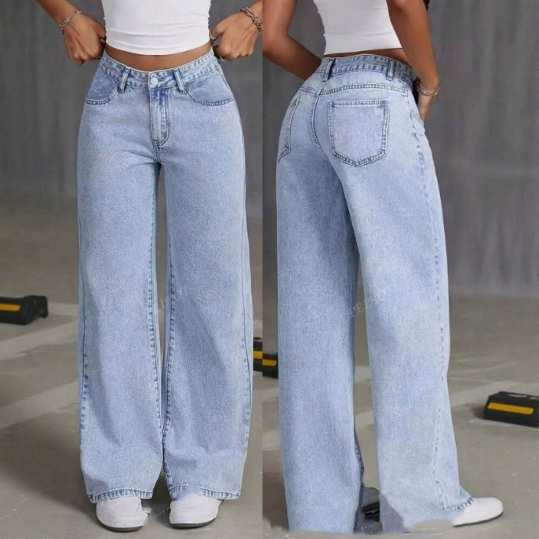 Jean droit taille haute style sucré et épicé - Vêtements pour femmes