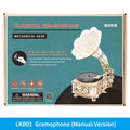 Robotime ROKR Kit de construction de gramophone classique à manivelle en bois, puzzle, jouet à assembler, cadeau pour enfants LKB01