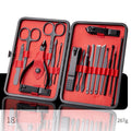 Ensemble professionnel comprenant ciseaux, coupe-ongles, cuillère à ongles, pince à peaux mortes, pince à ongles, couteau de pédicure et coupe-ongles.