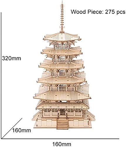 Robotime Pagode à cinq étages - Puzzle 3D en bois - Jouet pour enfants - Cadeau d'anniversaire - TGN02