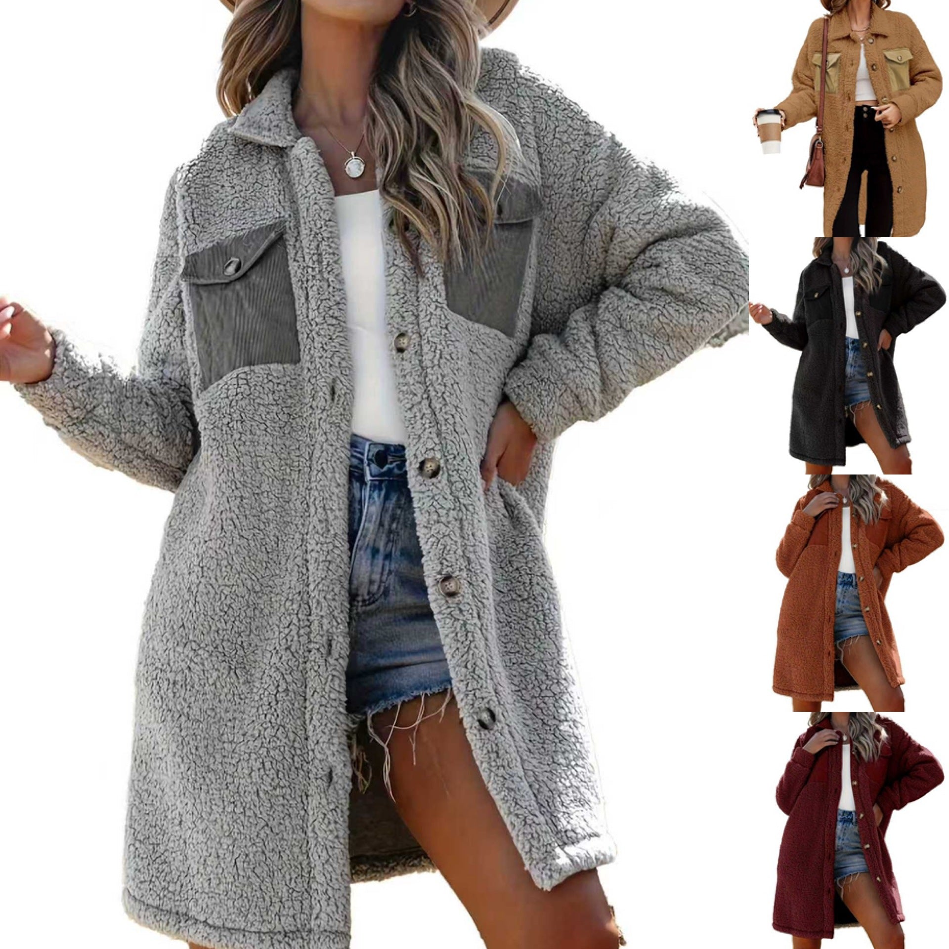 Manteau ample en laine d'agneau pour femme