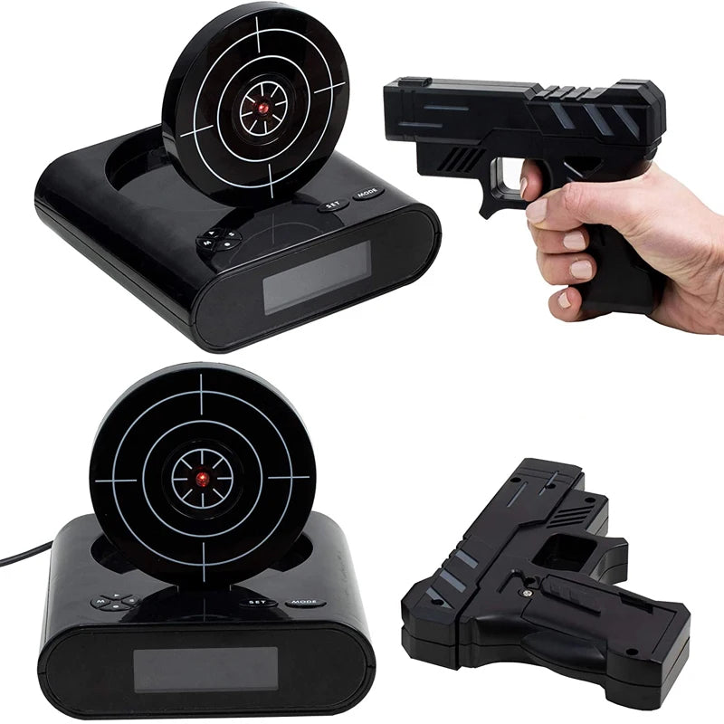 Réveil électronique de bureau avec pistolet numérique, cible laser pour enfants, réveil de table
