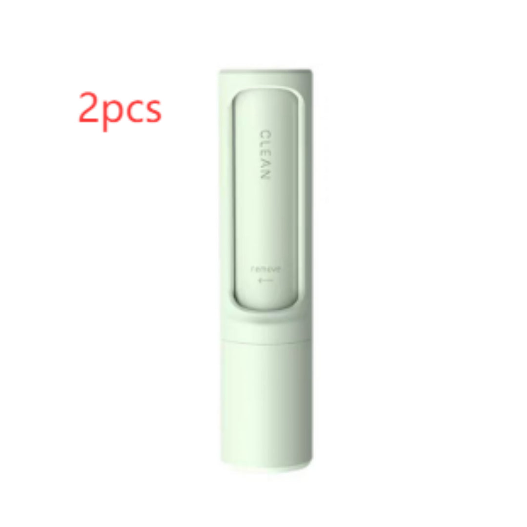 Brosse anti-poils d'animaux réutilisable 2 en 1, rouleau adhésif, outil autonettoyant portable et efficace pour chats et chiens.
