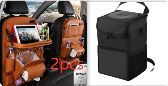 Sac de rangement de voiture en cuir PU multifonction, plateau de dossier de siège, sac de suspension étanche, organisateur de voiture, accessoires intérieurs automobiles