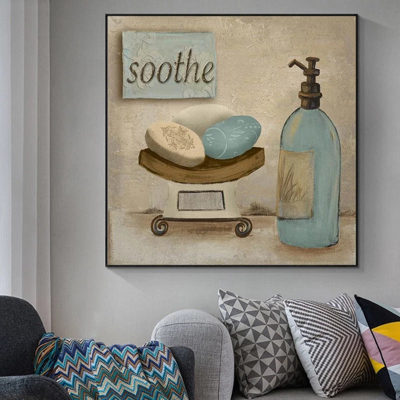 Poster sur toile moderne rétro – Décoration murale salle de bain