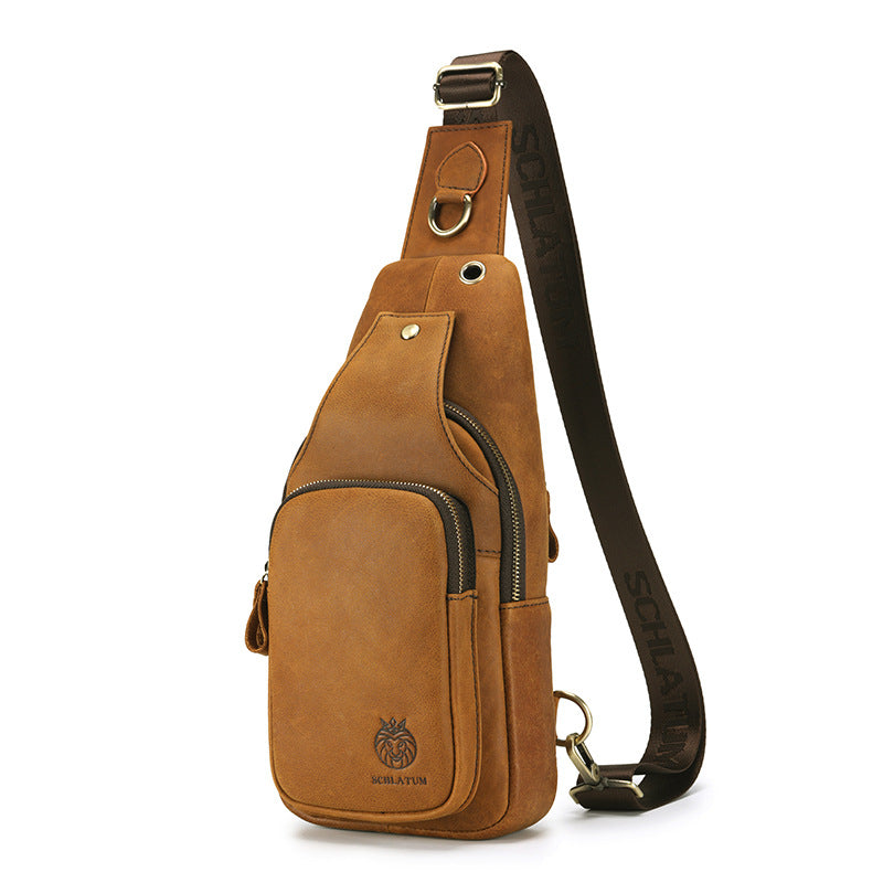 Sac bandoulière avant pour homme en cuir de vachette pleine fleur, style rétro européen et américain