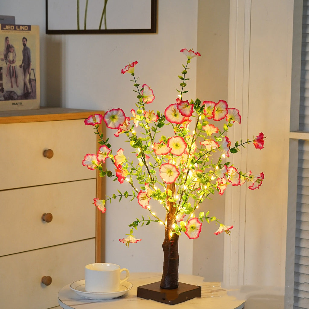 Lampe de table LED en forme d'arbre à feuilles vertes, décoration pour chambre à coucher