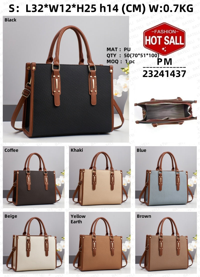 Sac cabas luxe PU Saffiano doublure nylon – Bandoulière chaîne