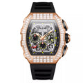 Montre de luxe carrée pour homme avec diamants et motif étoile