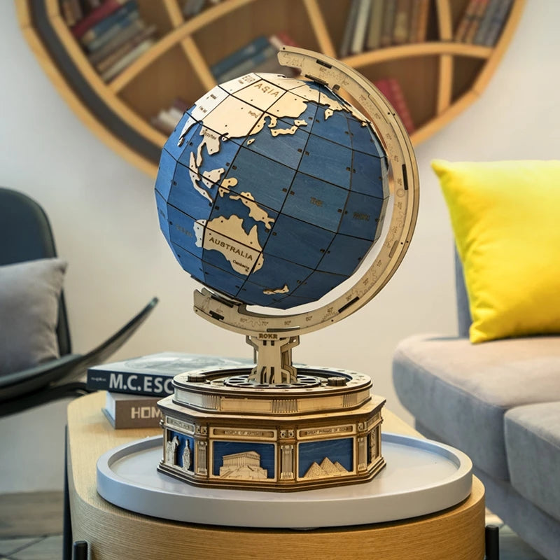 Robotime Globe Terre 567 pièces Puzzle 3D en bois Carte de l'océan Modèle à assembler Jouet Cadeau Noël pour enfants Garçons Dropshipping
