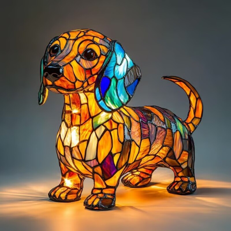 Lampes en résine représentant un chien étrange et coloré