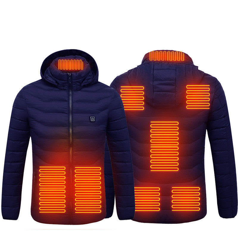 Veste chauffante d'hiver, manteau en coton électrique USB, fermeture éclair, vêtement thermique chauffant, gilet chauffant pour homme