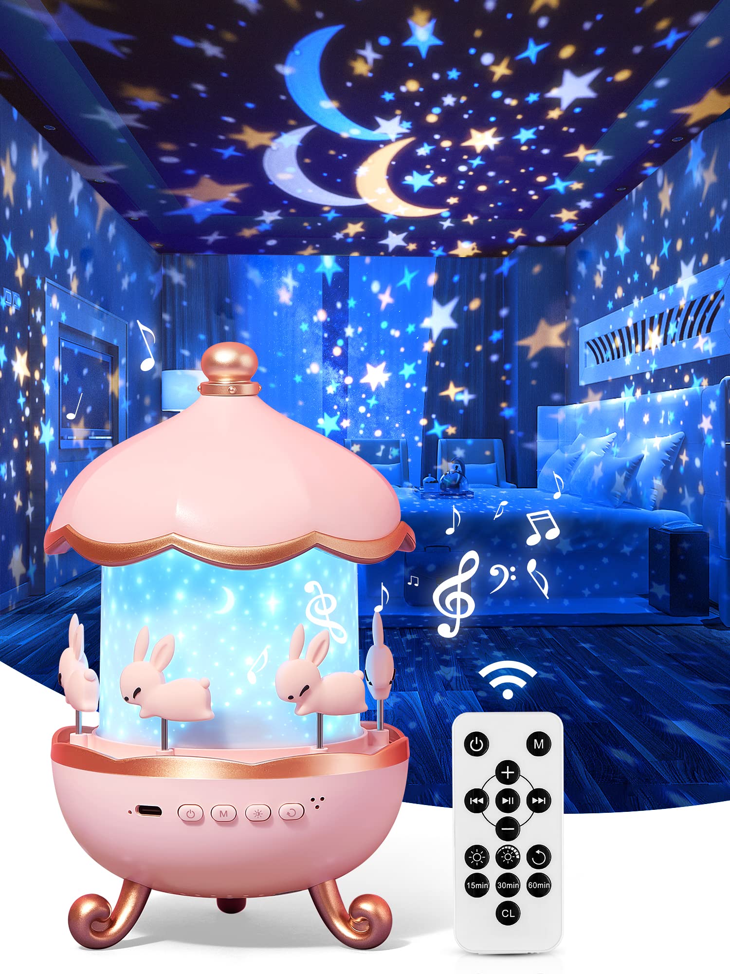 Veilleuse projecteur pour chambre d'enfant, rotation spatiale, lampe de nuit LED rechargeable USB, 12 films, cadeau d'anniversaire ou de Noël