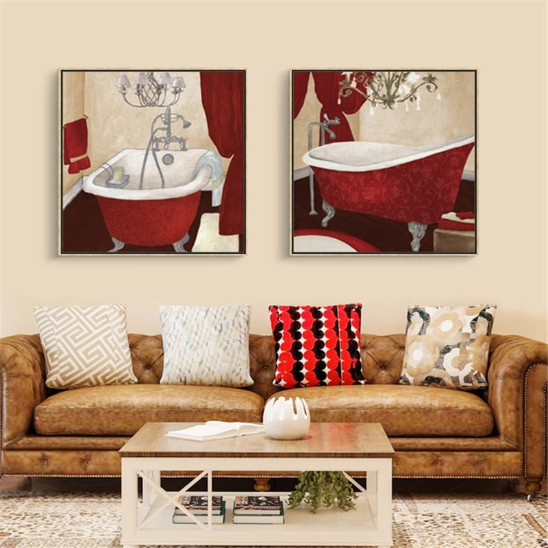Poster sur toile moderne rétro – Décoration murale salle de bain