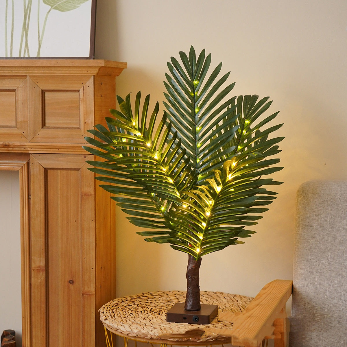 Lampe de table LED en forme d'arbre à feuilles vertes, décoration pour chambre à coucher
