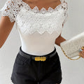 Haut sexy en dentelle unie sans coutures