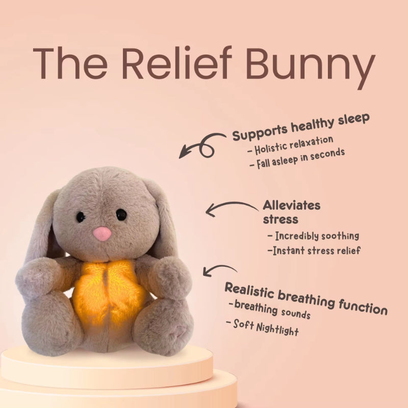 Lapin respirant en peluche sensorielle apaisante, idéal pour soulager l'anxiété des nouveau-nés et apaiser les bébés.