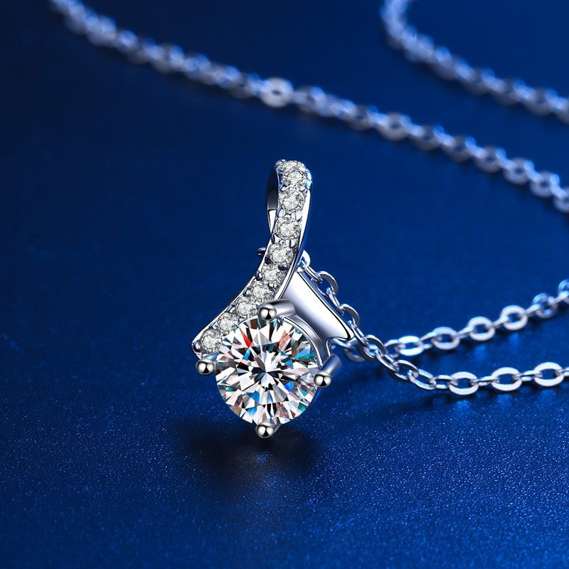 Collier en argent S925 plaqué or blanc et pierres de moissanite