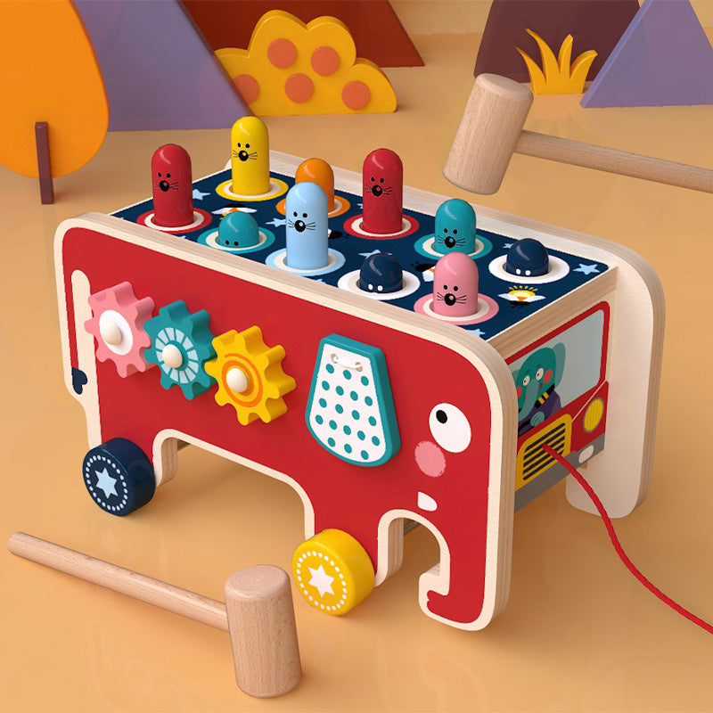 Ensemble de jeu Montessori pour tout-petits et enfants : banc à marteler en bois, animaux et bus, jouet éducatif, cadeau pour enfants, instrument de musique.