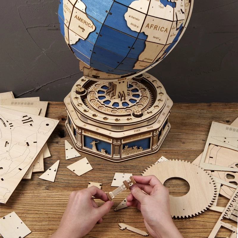 Robotime Globe Terre 567 pièces Puzzle 3D en bois Carte de l'océan Modèle à assembler Jouet Cadeau Noël pour enfants Garçons Dropshipping