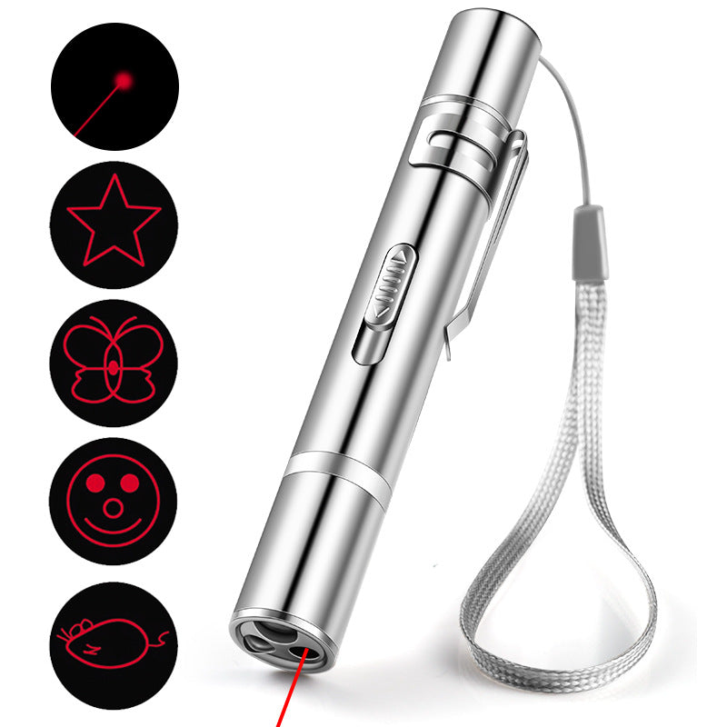 Jouet pour chat avec pointeur laser, pointeur lumineux LED rouge, jouet interactif pour chats et chiens d'intérieur, rechargeable par USB.