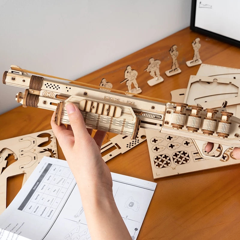 Robotime ROKR Revolver - Maquette de pistolet - Puzzle 3D en bois - Jeu de construction - Cadeau idéal pour enfants (garçons) - Cadeau d'anniversaire