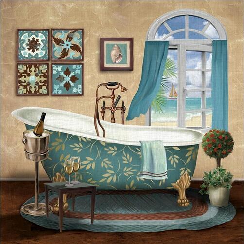 Poster sur toile moderne rétro – Décoration murale salle de bain