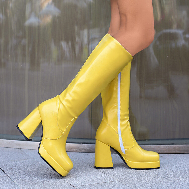 Bottes hautes à plateforme et talons hauts tendance pour femmes grandes tailles