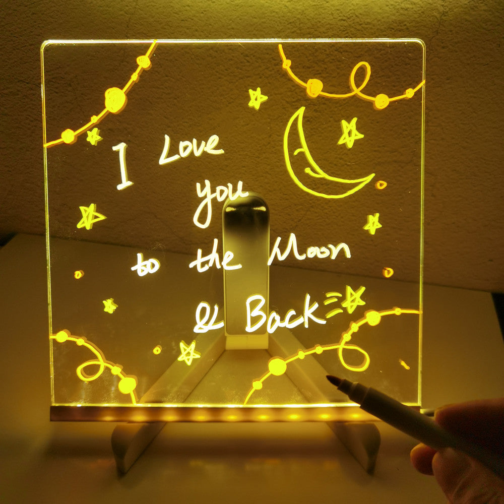 Tableau de notes LED en acrylique à monter soi-même, veilleuse, lampe de bureau LED USB avec 7 stylos, lampe pour noter les moments du quotidien et peindre