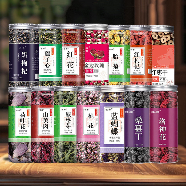 Coffret cadeau de tisanes bienfaisantes de Bozhou, thé parfumé et enrichi en herbes.