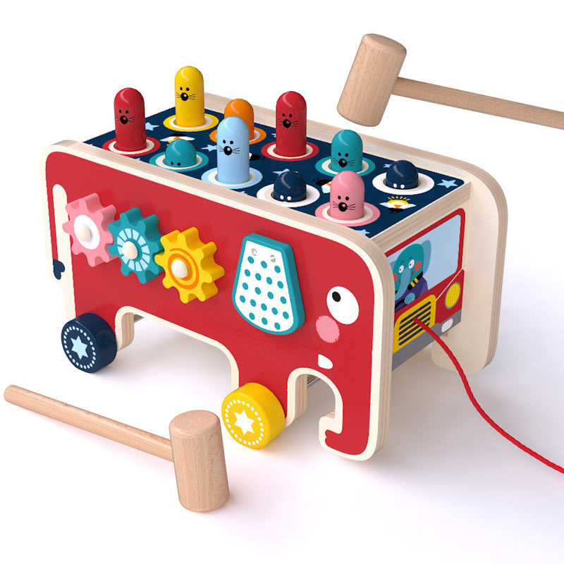 Ensemble de jeu Montessori pour tout-petits et enfants : banc à marteler en bois, animaux et bus, jouet éducatif, cadeau pour enfants, instrument de musique.