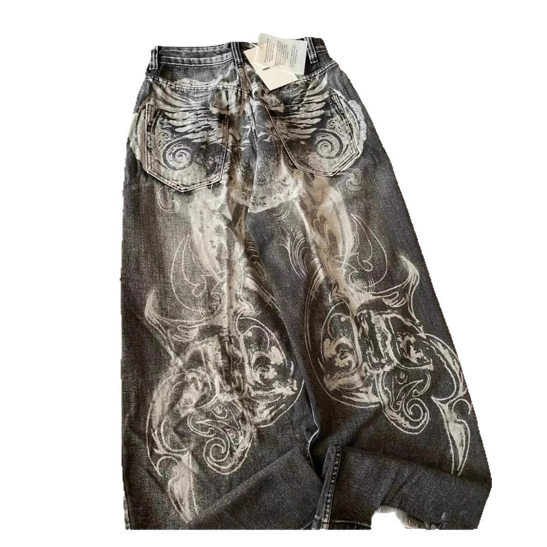 Pantalons droits streetwear rétro Y2K pour hommes et femmes