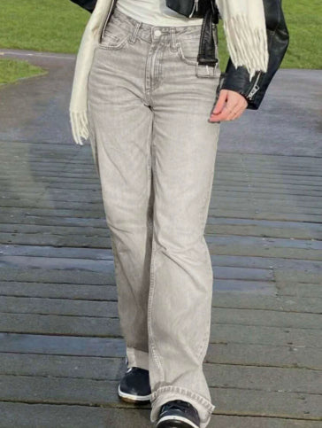 Pantalon ample à taille haute et jambes larges, coupe droite