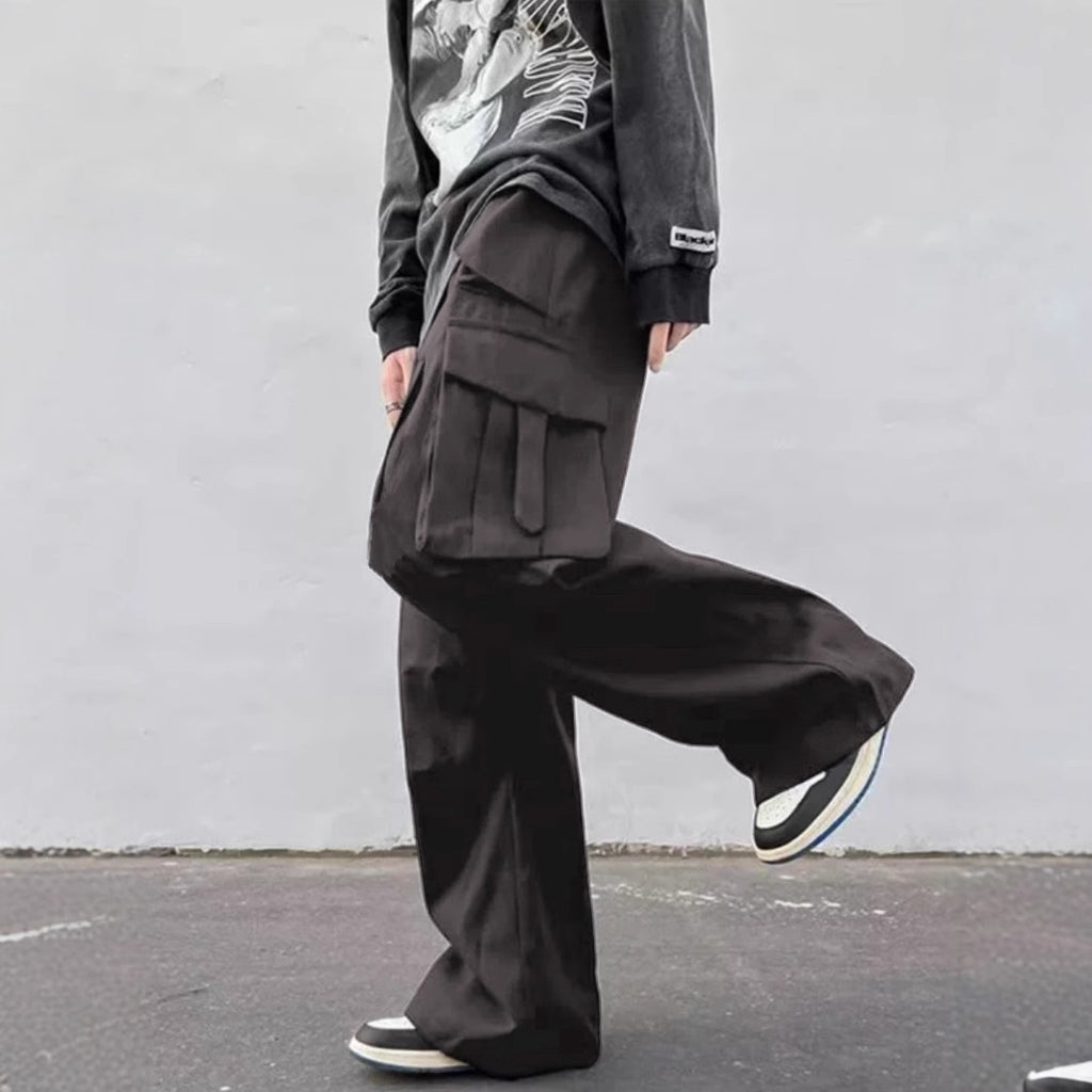 Pantalon parachute taille mi-haute jambes larges coupe décontractée
