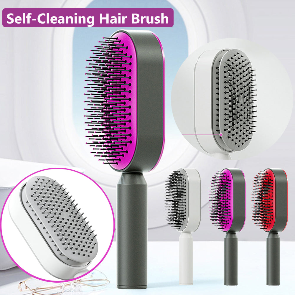Brosse à cheveux autonettoyante pour femmes, nettoyage en une seule étape, anti-chute de cheveux, massage du cuir chevelu par airbag, peigne antistatique.